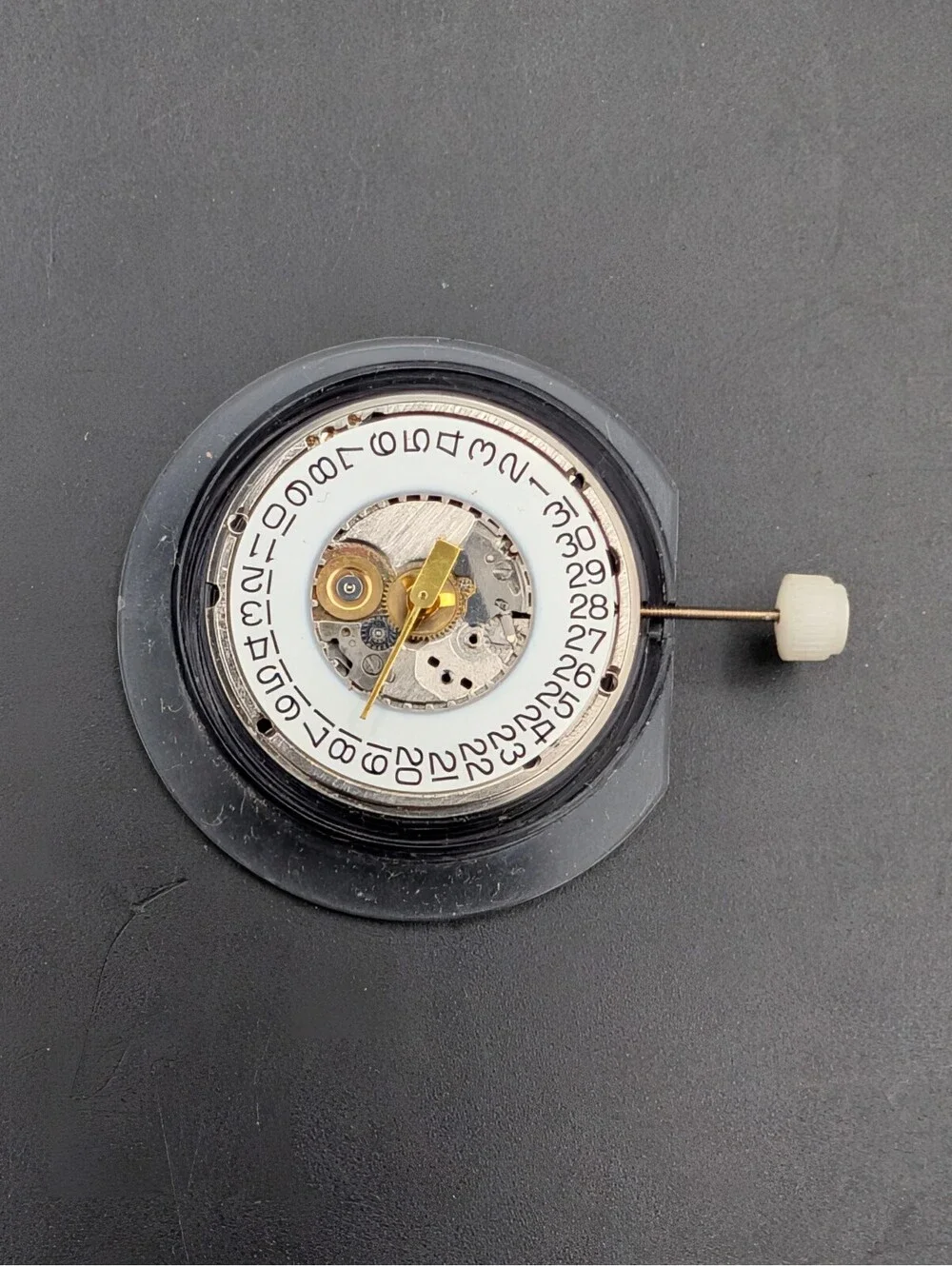 Vintage Quartz Watch Movement with Date Wheel Stem Hands Repair Untested